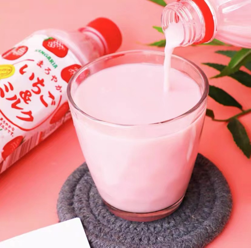 日本进口sangaria三佳利草莓牛奶饮料三佳丽香蕉甜奶早餐饮料500g