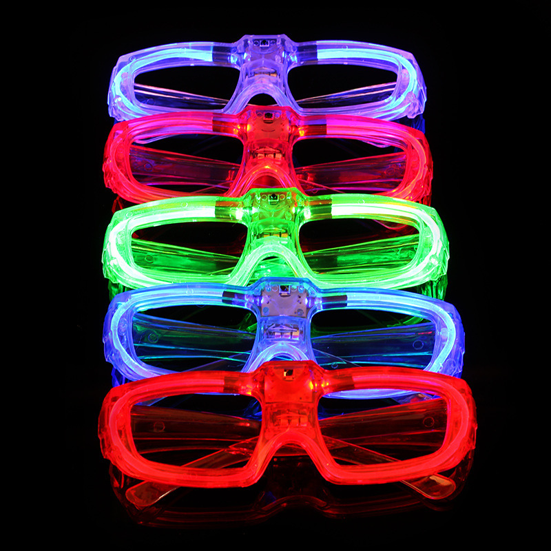 Cross-Border Hot Sale Led Luminous Glasses Christmas Party Square Cold Light Glasses Bar Nightclub Party Supplies Batch