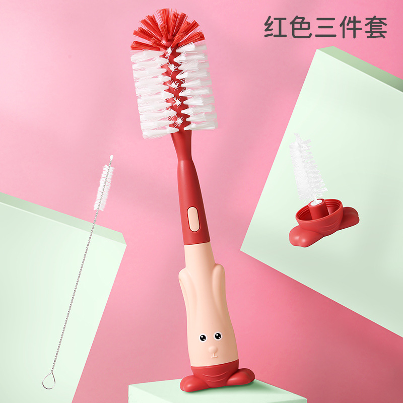 Baby Bottle Brush Three-in-One Sponge Bottle Brush Straw Brush Pacifier Brush Set Water Cup Cleaning Brush Wholesale