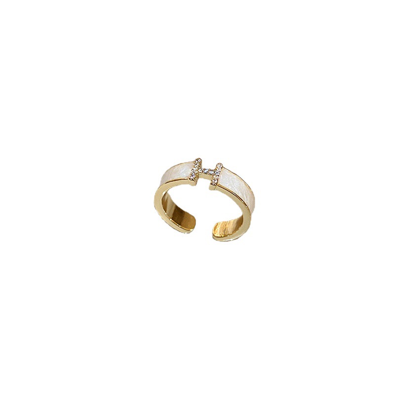 Korean-Style Diamond-Embedded Zircon Geometric Open Ring Light Luxury Niche Fashion Index Finger Ring Internet Celebrity All-Match Bracelet for Women