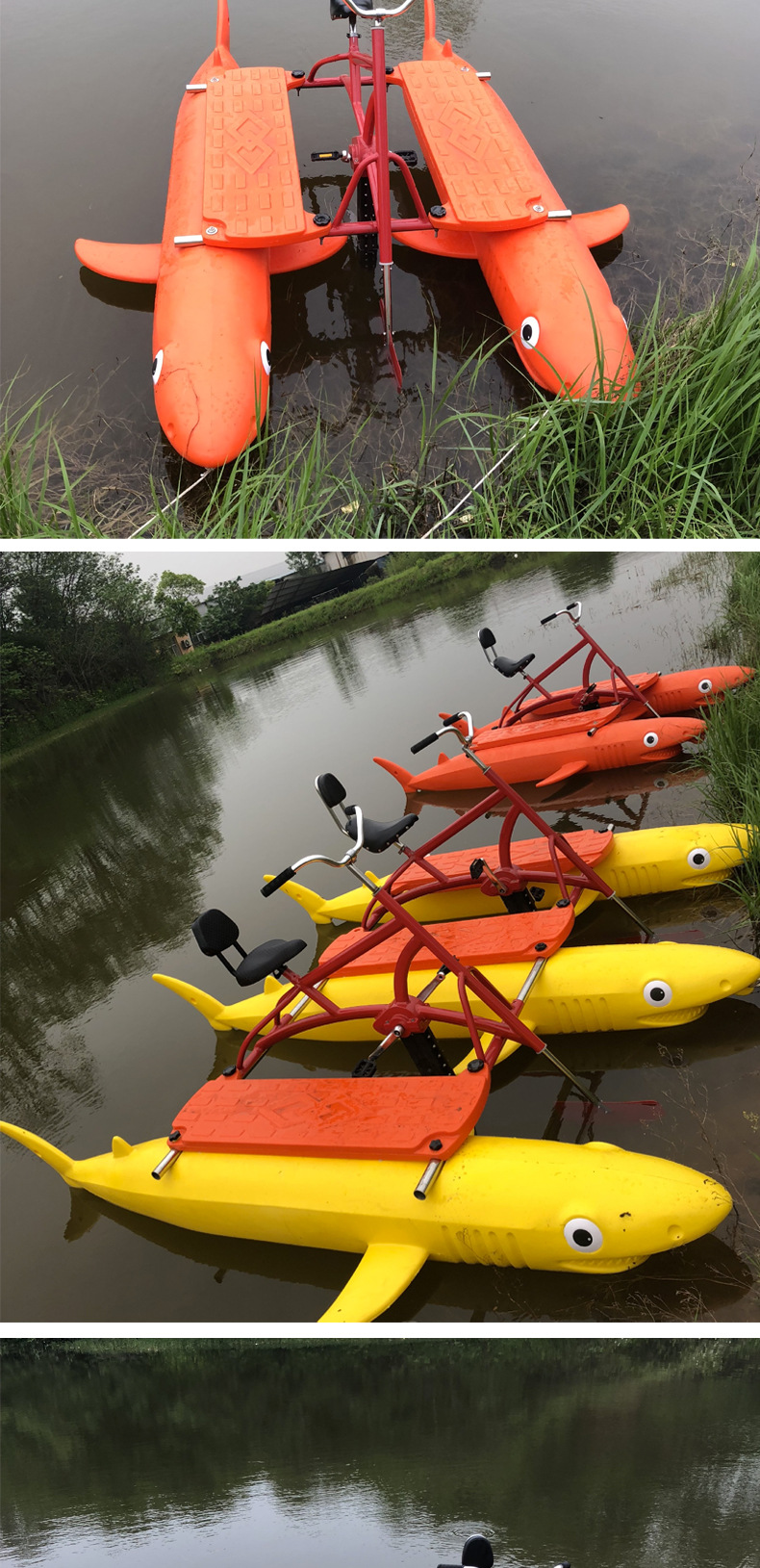 水上自行车脚踏单车水上脚踏车骑行运动双人鲨鱼新款厂家批发单人