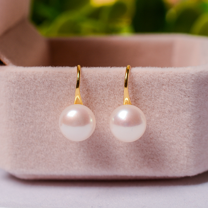 Natural Freshwater Pearl High Heels Ear Hook Elegant High-Grade S925 Sterling Silver Inlaid Simple and Light Luxury Earrings for Women