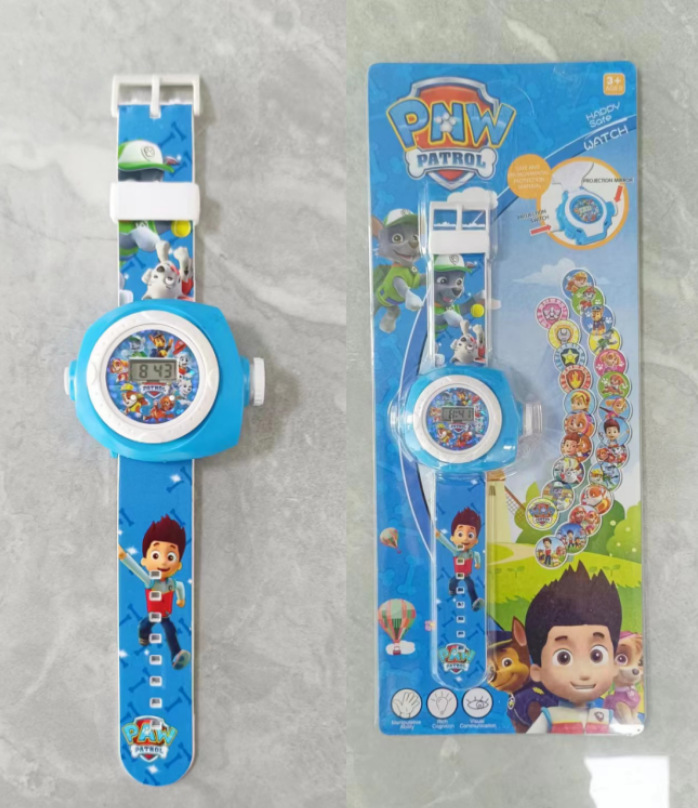 Children's Toy Cartoon Electronic Spider-Man Ice Princess Patrol 20 Models Picture Projection Watch Push Wholesale