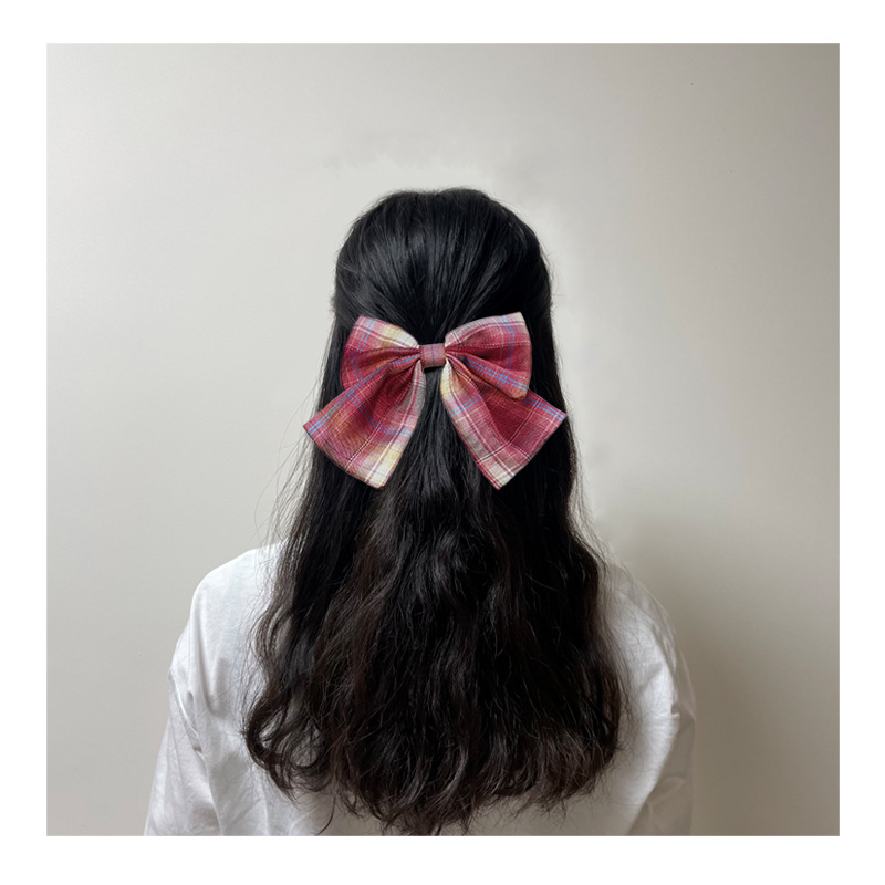 2021新款日系格子浩海学生学院风jk蝴蝶结后脑勺大肠发圈发带领结