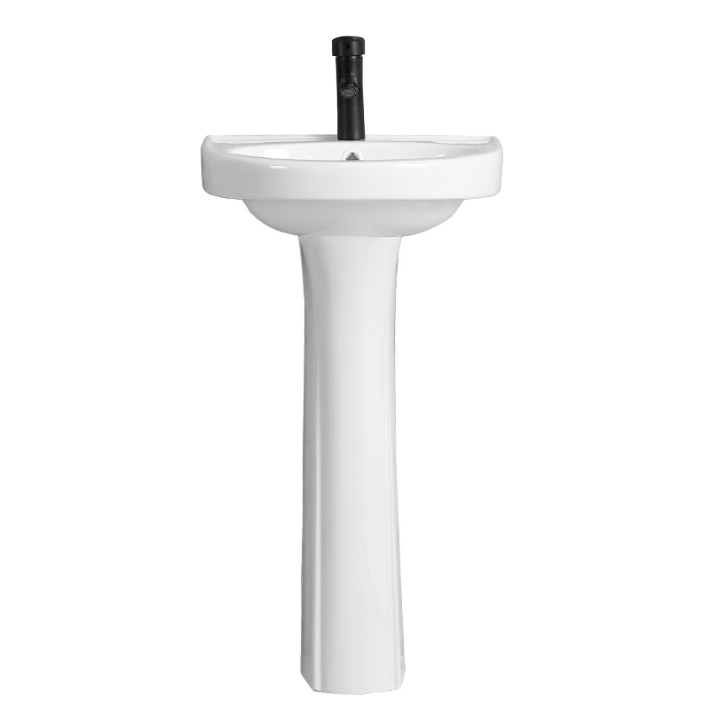 Nordic Simple Integrated Pedestal Basin Floor Bathroom Balcony Wash Basin Small Apartment Art Basin One-Piece Washbasin