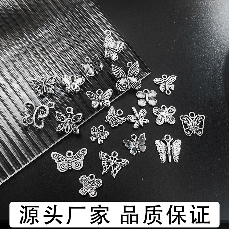 Alloy Pendant 20 Butterfly Tibetan Silver Pendant DIY Ornament Accessories Necklace Bracelet Foreign Trade Accessories Factory Wholesale