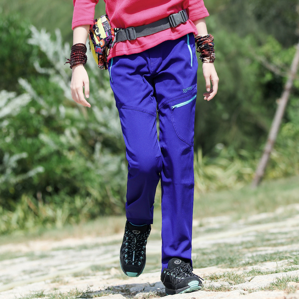 春秋季冲锋裤女中厚款透气户外运动宽松快干裤子登山裤速干裤长裤