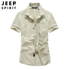 JPL0876#2024年夏季新款休闲棉翻领薄款现货青年纯色衬衫
