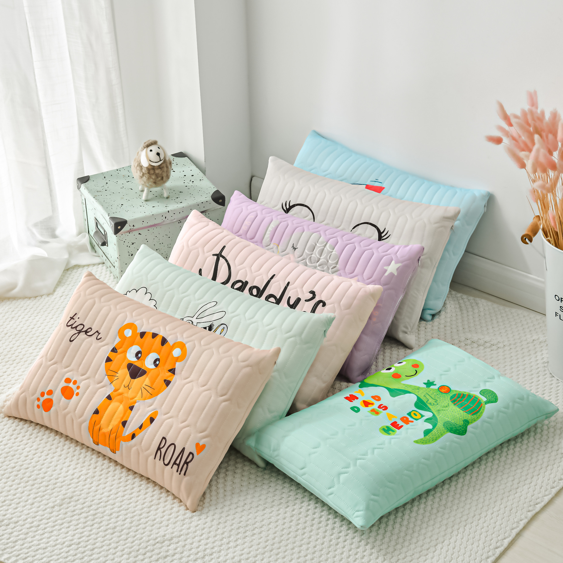 卡通乳胶枕头枕芯单只装家用30x50宝宝小枕头儿童带枕套1-6-10岁