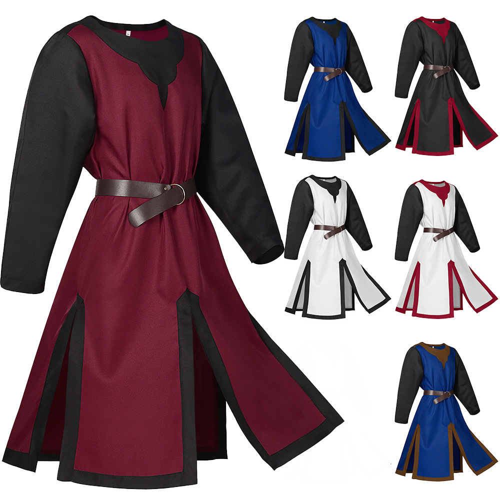 外贸欧美大码中世纪的束腰外衣开叉拼接男上衣cosplay舞台表演服