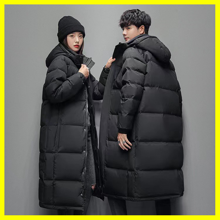 New Men's down Jacket Couple's Men's and Women's Same Style Hooded Thickened Korean Style Youth Middle School Uniform Warm Jacket Fashion