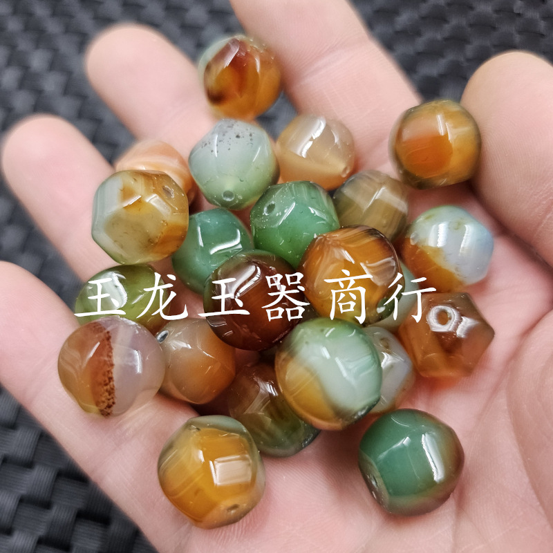 孔雀玛瑙六棱珠玉石散珠紫绿玛瑙多棱路路通手链项链饰品配件珠子