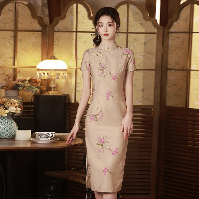 国风旗袍女童夏季汉服亲子装母女礼服舞蹈演出服古装超仙连衣裙