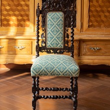 法式古典纯实木餐椅 复古雕刻单人休闲椅欧式高端沙发椅书椅定制