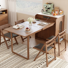 实木家用岛台餐桌一体可伸缩家用小户型餐桌椅组合餐边柜折叠饭桌