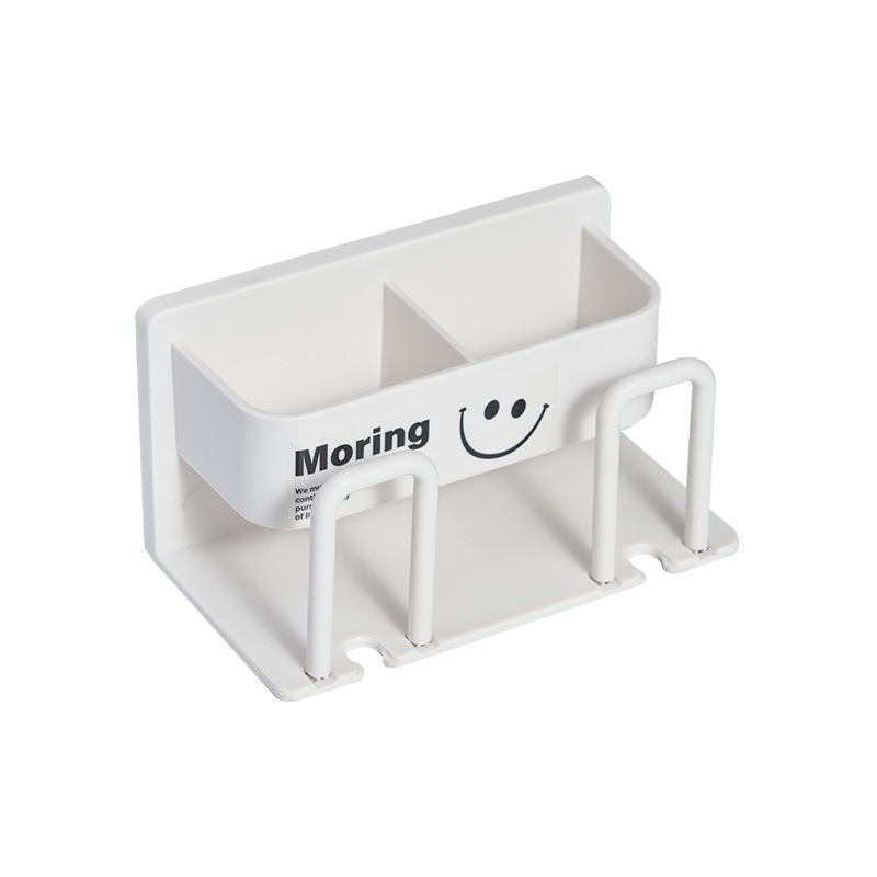 Simple Smiley Face Toothbrush Rack Punch-Free Toothbrush and Cup Storage Rack Bathroom Toiletries Storage Holder Wall Hanging