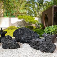 假山玻璃钢石头景观摆件造景道具组合黑山黄蜡石别墅庭院装饰