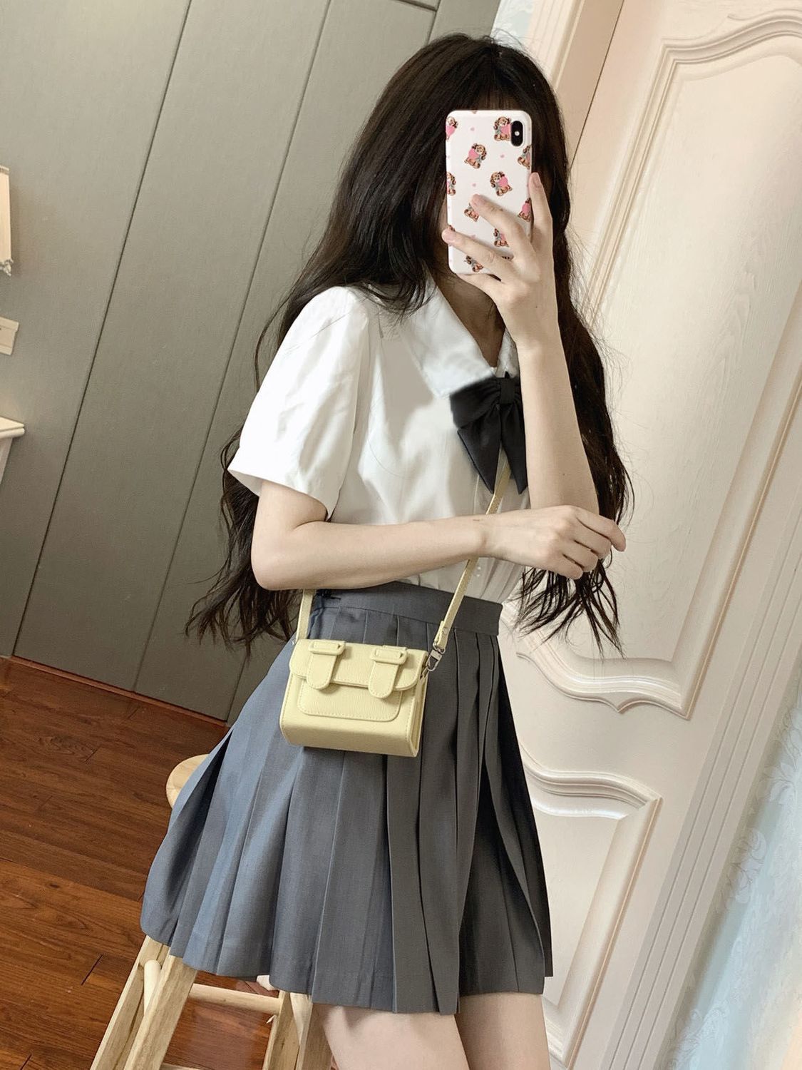 夏季新款jk制服套装正版全套学生学院风蝴蝶结白衬衫女一整套碟