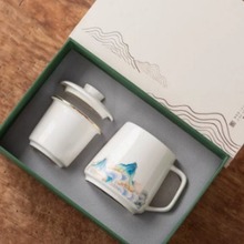 羊脂玉泡茶杯茶水分离带盖过滤德化白瓷个人陶瓷水杯男女家用