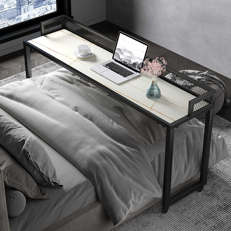 可移动岩板跨床桌床上笔记本电脑桌写字桌台双人床尾长条懒人桌子