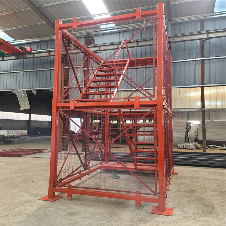 基坑通道梯笼护笼式爬梯 箱式框架安全爬梯 施工梯笼爬梯