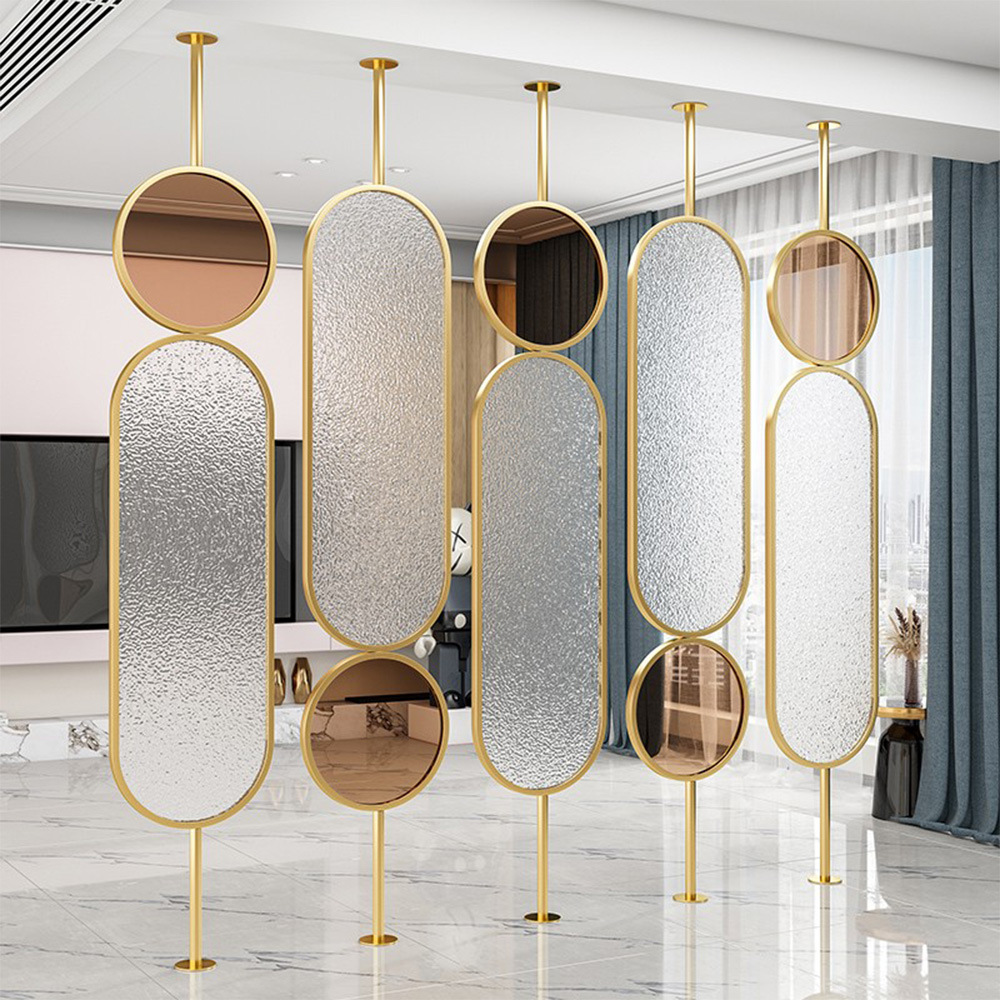 简约现代玻璃屏风旋转家用客厅遮挡玄关入户轻奢不锈钢进门隔断墙