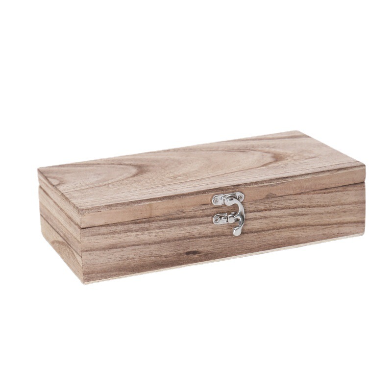 Retro Wood Storage Box Charcoal Flip Storage Box Tea Package Box Desktop Storage Commemorative Gift Box