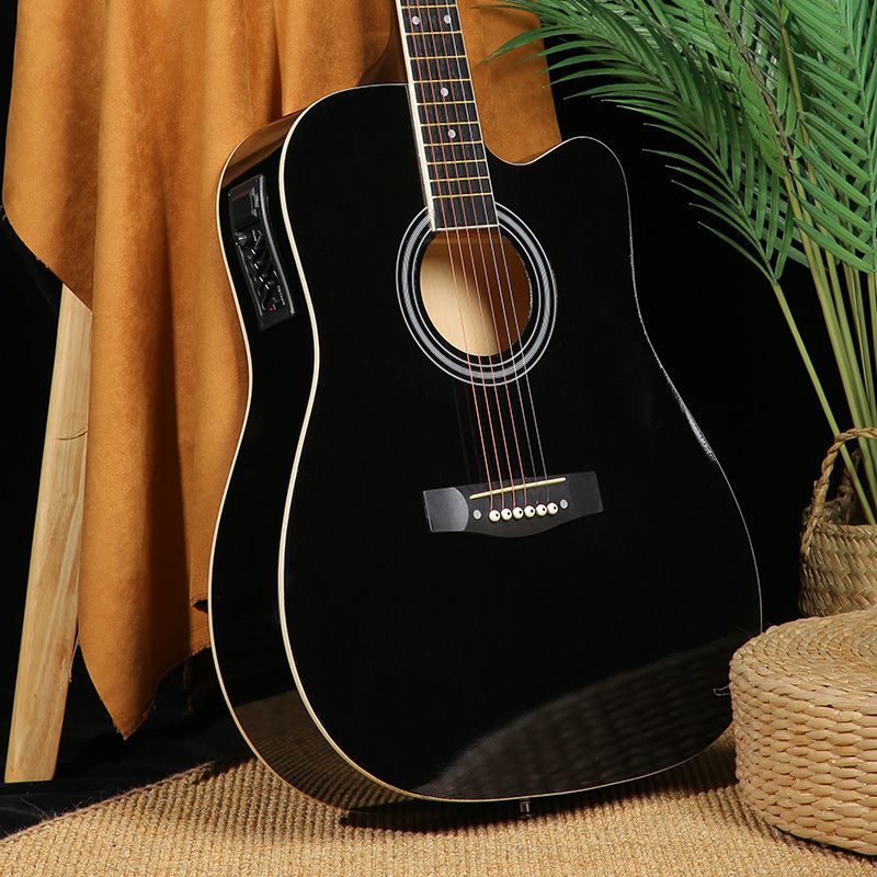 寸民谣电木两用插电 民谣吉他电箱吉他eq四段云杉单板吉他