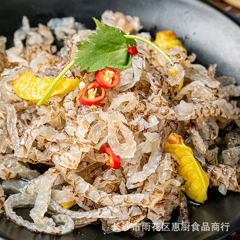 荷味泡椒鱼皮500g酒店商用鱼皮丝开袋即食下酒菜凉拌海味零食凉菜