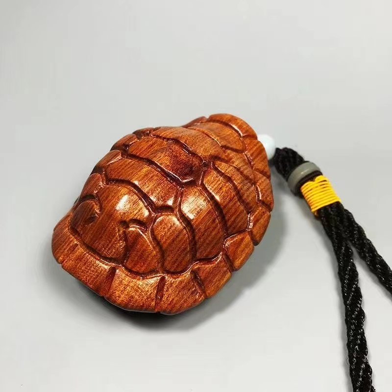 黄花梨木手把件富甲天下文玩木雕龟壳摆件富甲一方随身把玩件挂饰