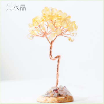 Natural Crystal Gravel Pachira Macrocarpa Decoration Agate Slice Crystal Tree Decoration Office Opening Gift Wholesale