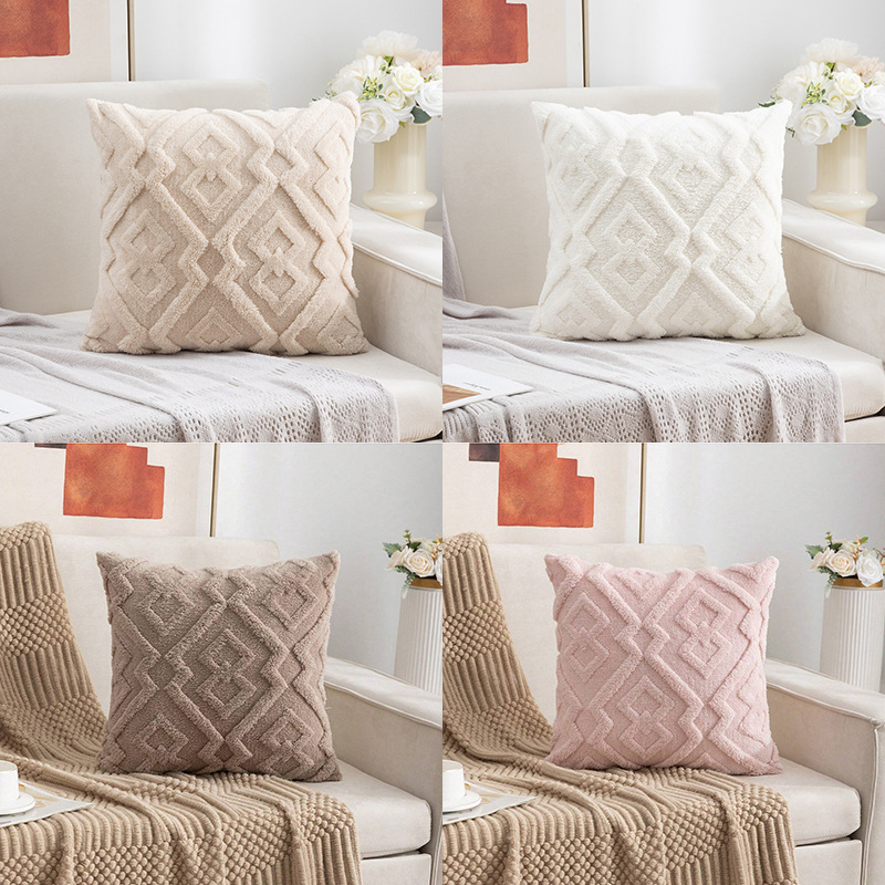 Modern Minimalist Pillowcase Woven Plush Pillowcase Office Sofas Back Cushion Throw Pillow Bedside Cushion Wholesale