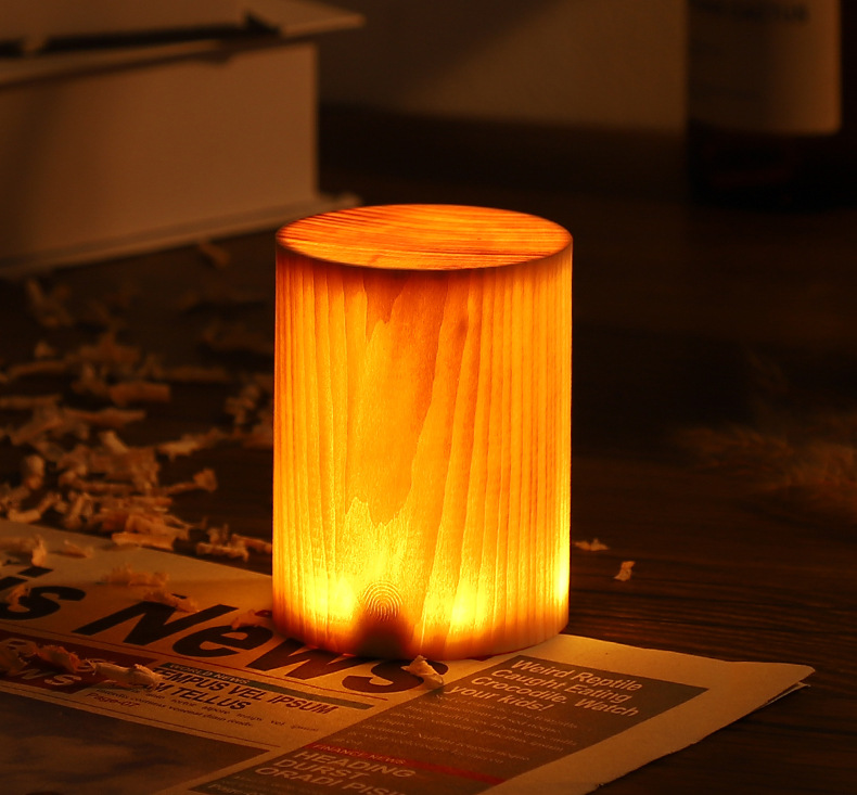 后现代木纹小夜灯氛围灯家用卧室床头灯复古个性创意小夜灯台灯