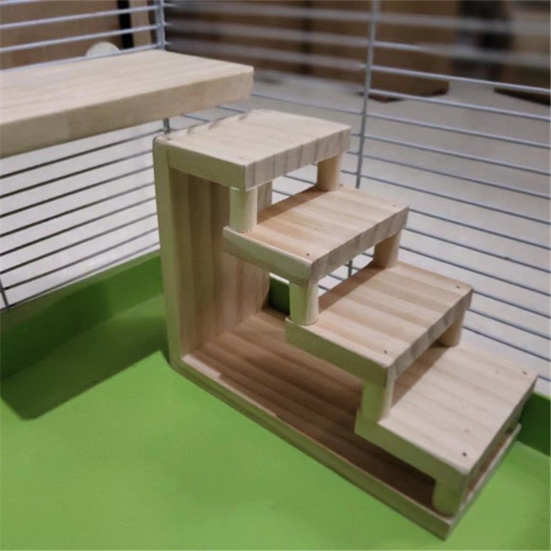 宠物楼梯工厂店直销仓鼠金丝熊爬梯台阶梯子实木diy造景玩具代发