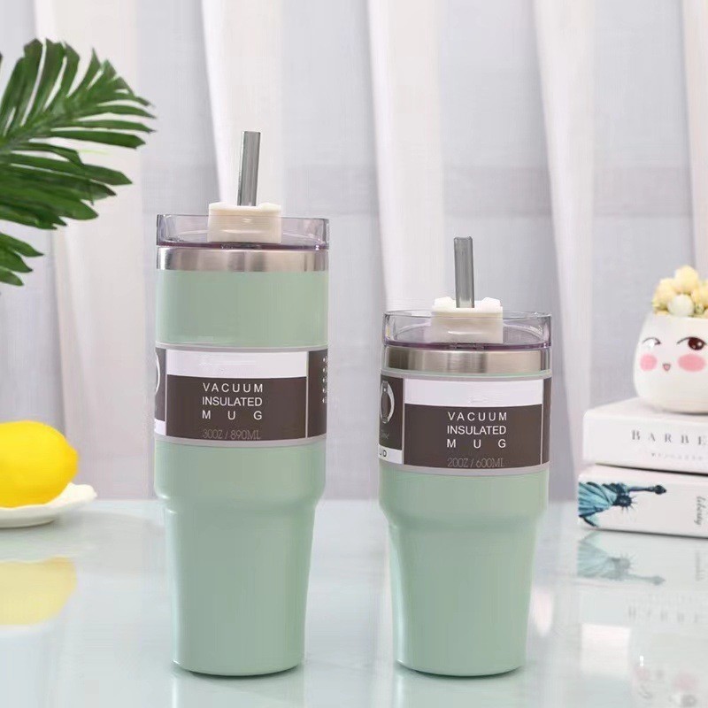 Cross-Border 304 Stainless Steel Travel Cup Double-Layer Thermos Cup Vacuum Cup Large Ice Cup Car Portable Coffee Cup Wholesale