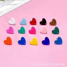 简约百搭爱心彩色板材耳针头 耳环饰品配件 diy手作材料 量大从优