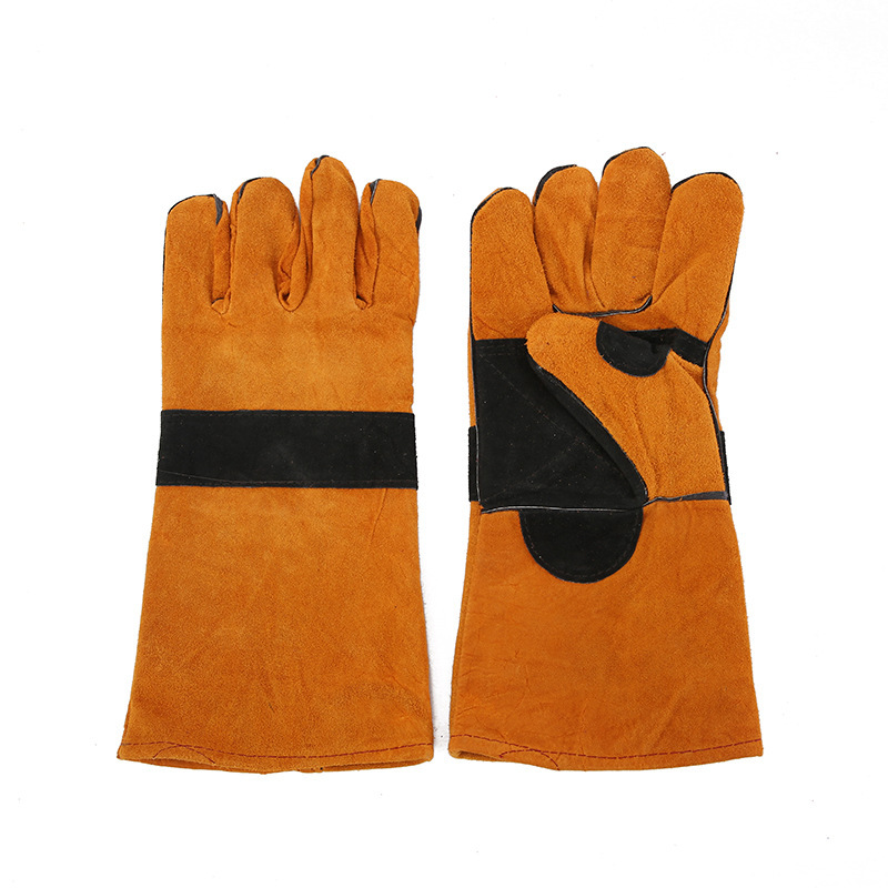 牛皮工作牛二层皮黄布黄皮劳保手套电焊工全掌驳掌手套厂家批发