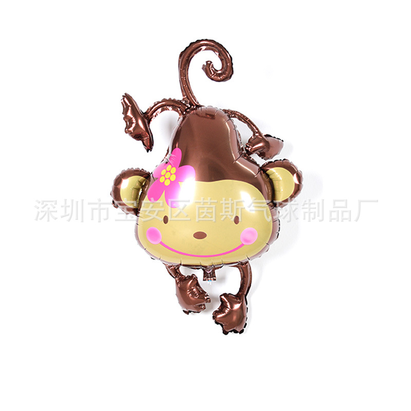 Birthday Party Wedding Ceremony Layout Pieces Upside down Monkey Aluminum Film Balloon Baby Full-Year Decorative Peach Blossom Monkey Aluminum Foil