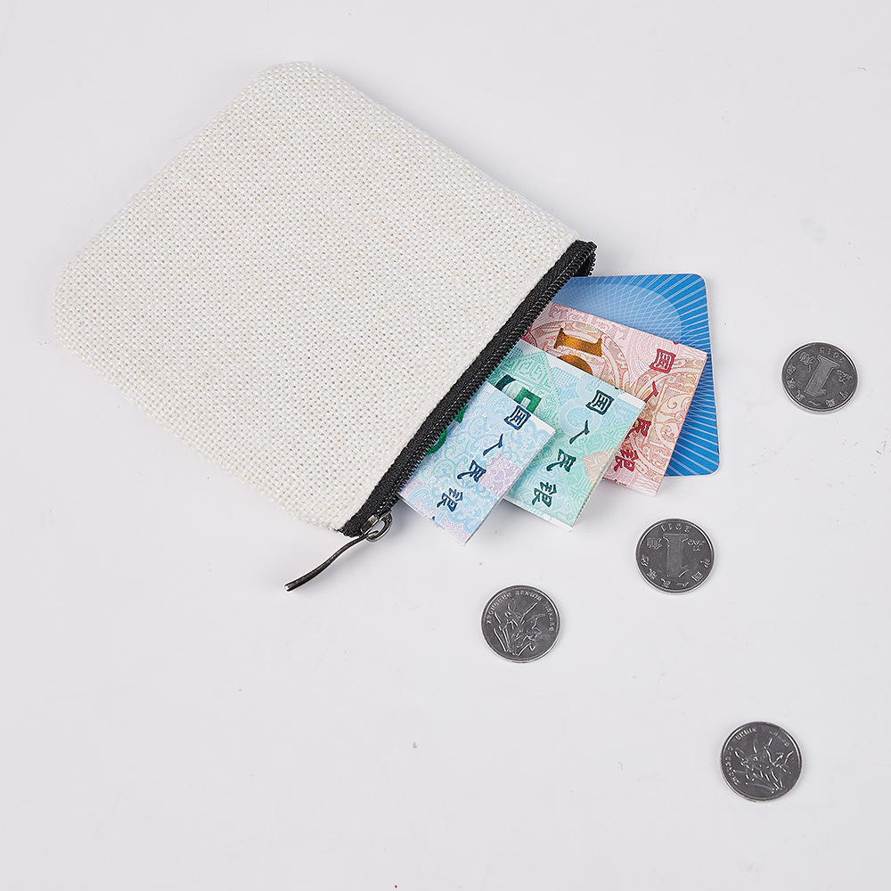 Sublimation Blank Material 380 Square Grams Composite Cotton Linen Coin Pocket Sanitary Napkin Coin Money Lipstick Buggy Bag