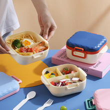 塑料分格饭盒上班族学生儿童便当盒微波炉加热带餐具便携保鲜餐盒