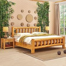 中式实木床原木双人床柏木1.8米现代家用硬板床1.2米民宿客栈家具