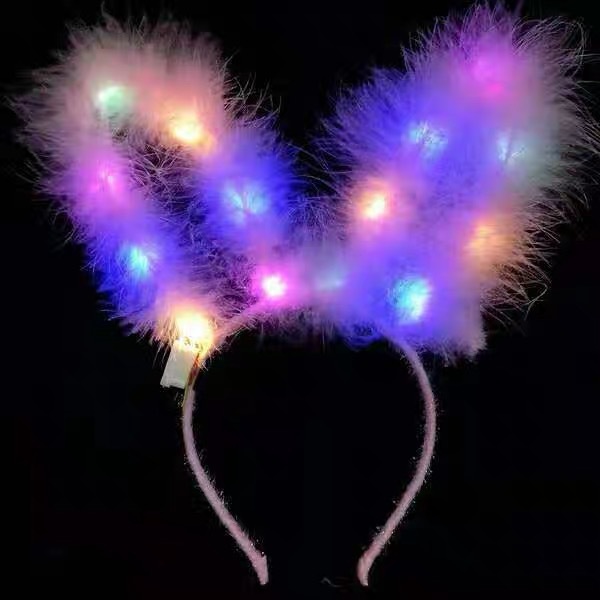 Internet Celebrity Luminous Feather Rabbit Ears Hair Hoop Plush Fox Ears Headdress Night Market Stall Toy Stall Wholesale