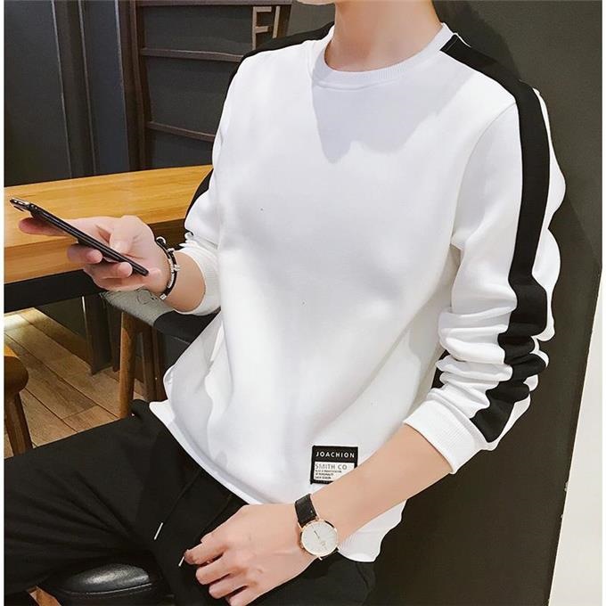 Autumn and Winter Long Sleeves T-shirt Men's Korean-Style Trendy Brushed Hoody Loose Men's round Neck Clothes Ins Casual Sweatshirt