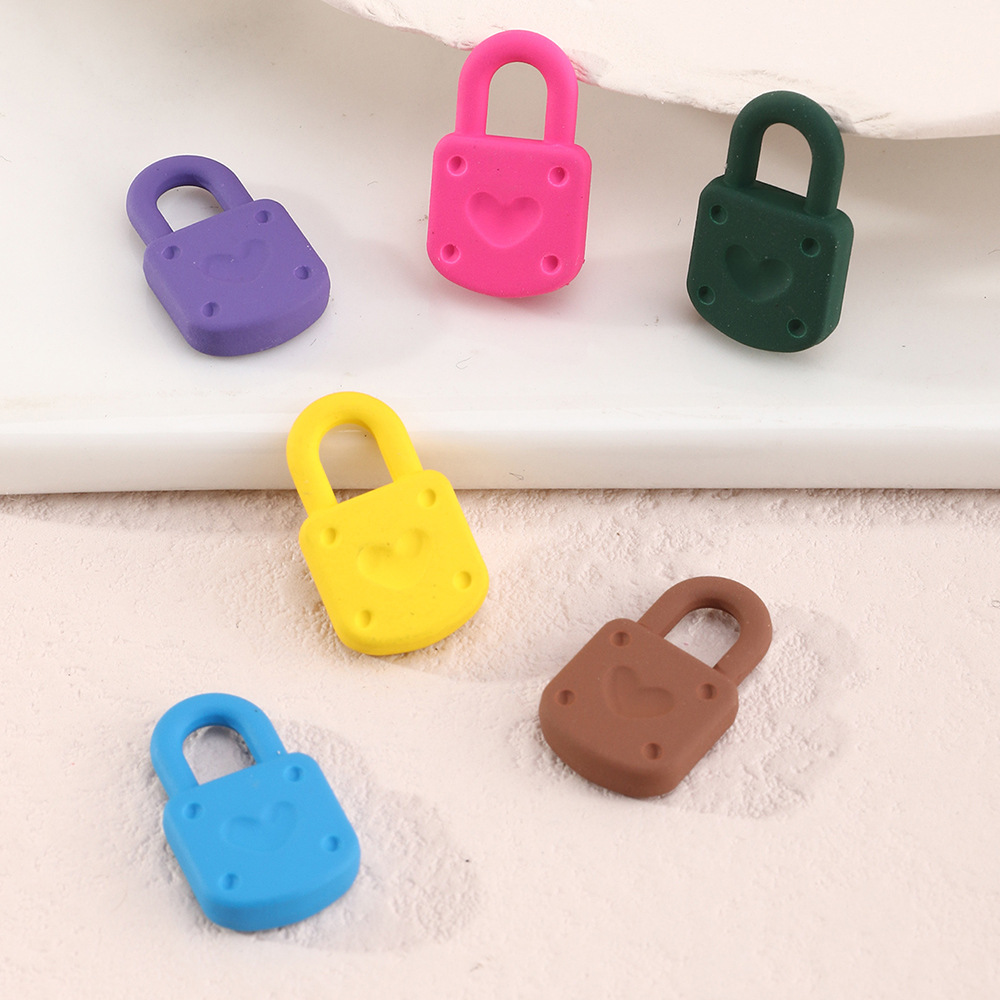 Diy0011 Alloy Color Spray Paint Pendant Candy Color Lock Shape Accessories DIY Handmade Lock Pendant