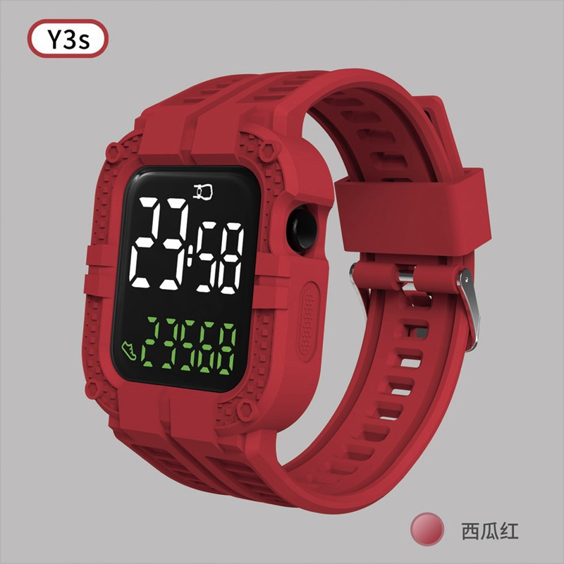 LED Electronic Watch Step Counting Sports Y3 Integrated Strap Wrist Lifting Bright Screen Sensor Movement Touch Display Week