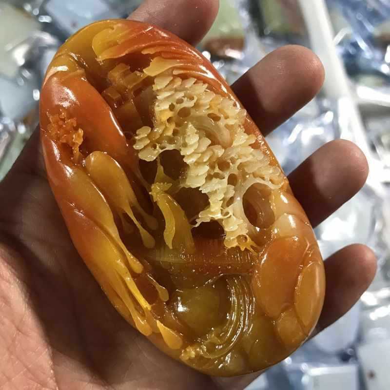 正品天然云南黄龙玉手把件男款高山流水意境手把山水意境玉石