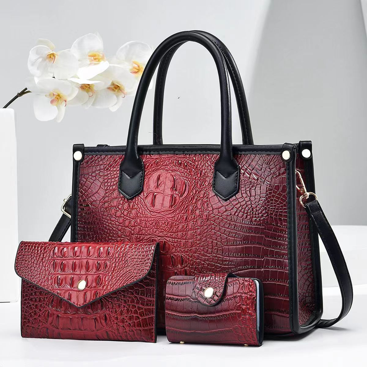 Suni Cross-Border Women's Bag High-Grade Three-Piece Set Mother and Child Bag 2023 New Handbags Stylish Good Texture Shoulder Bag