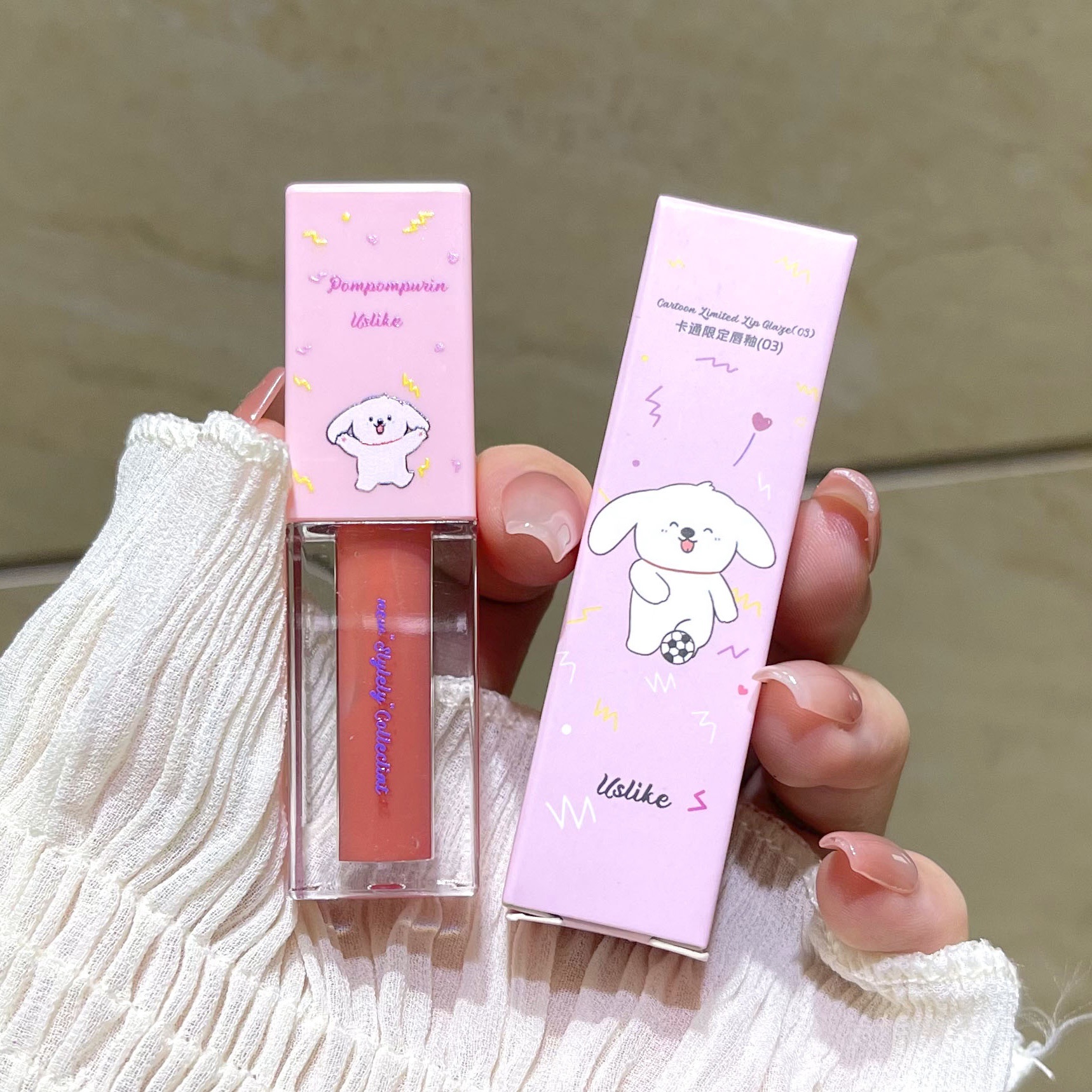 清透闪闪~可爱卡通镜面唇釉水光玻璃唇保湿滋润日杂素颜显白学生