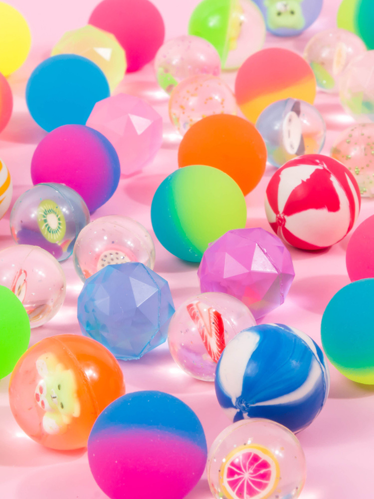 儿童32号花色弹力球弹跳橡胶实心弹弹球大号彩球优质橡皮球类玩具