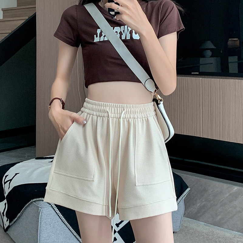 Sports Shorts Women's Summer Thin High Waist Loose Drooping Casual Pants A- line Slimming All-Matching Wide Leg Cropped Pants